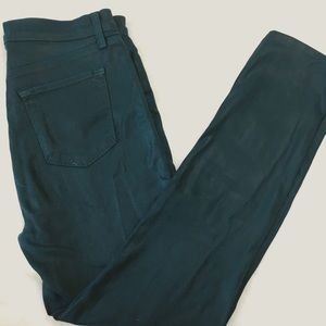 J Brand Dark Green Lacquered Denim